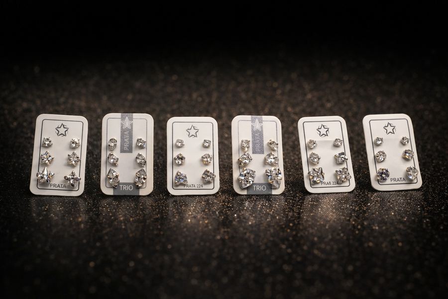 Trios de Brincos Zircônia